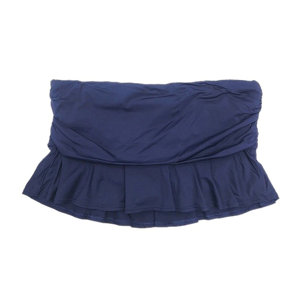 Lands' End Swim Skirt Bottom Panty Lined Women Size 18 Blue Ruffle Bathing Suit